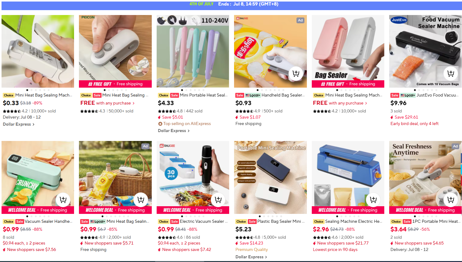AliExpress Mini Bag Sealer Prices